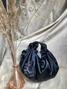 Raven satin embellished bag